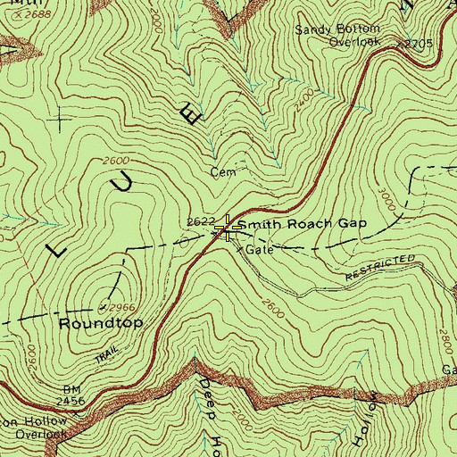 Topographic Map of Smith Roach Gap, VA
