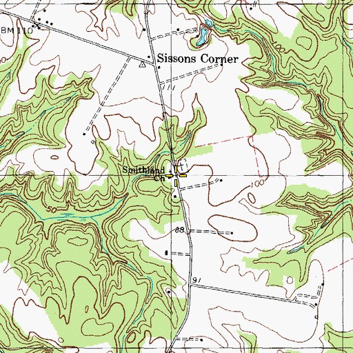 Topographic Map of Smithland Church, VA