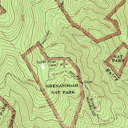 Topographic Map of South River Cemetery, VA