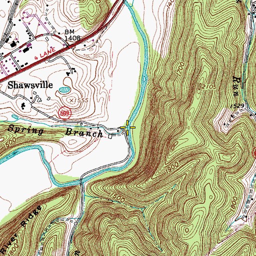 Topographic Map of Spring Branch, VA