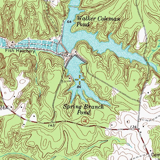 Topographic Map of Spring Branch Pond, VA