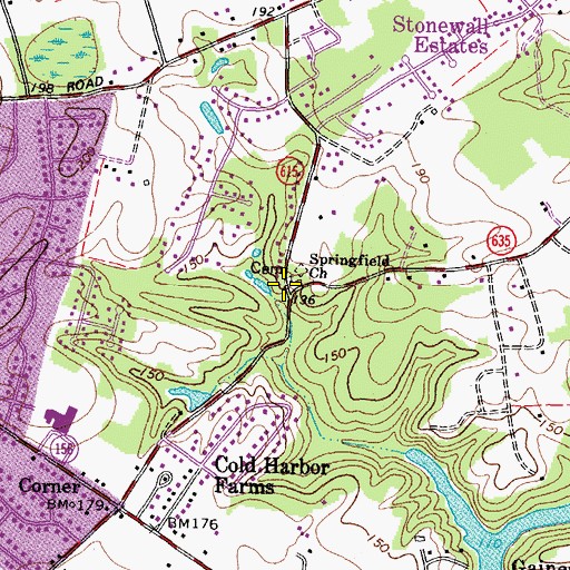 Topographic Map of Springfield Church, VA