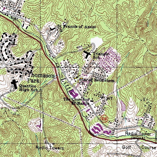 Topographic Map of Star of Bethlehem Church, VA