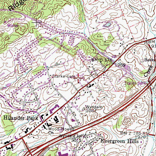 Topographic Map of Starke Cemetery, VA