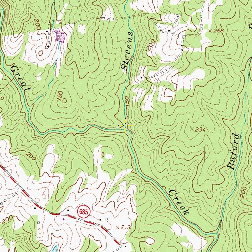 Topographic Map of Stevens Branch, VA