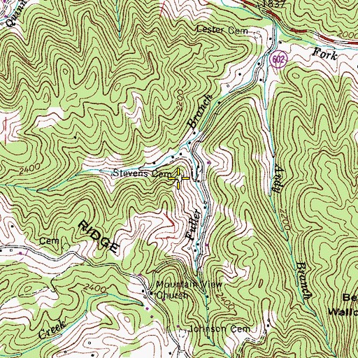 Topographic Map of Stevens Cemetery, VA