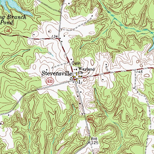 Topographic Map of Stevensville, VA