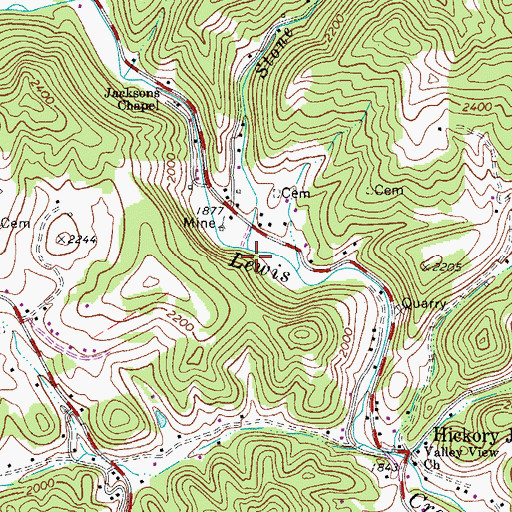 Topographic Map of Stone Branch, VA