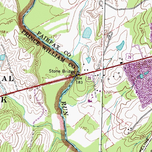 Topographic Map of Stone Bridge, VA