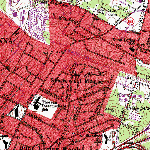 Topographic Map of Stonewall Manor, VA