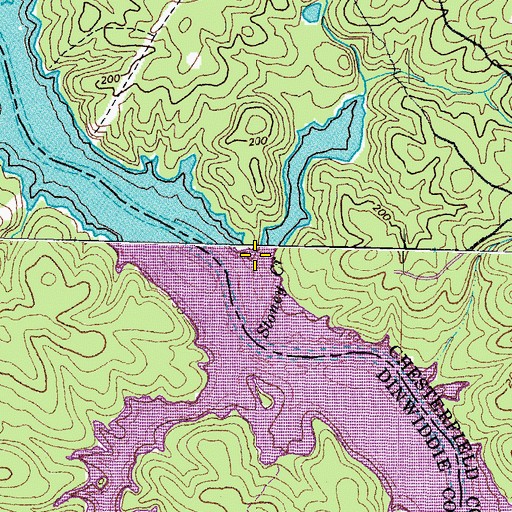 Topographic Map of Stoney Creek, VA