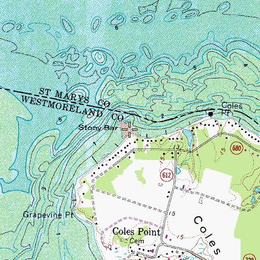 Topographic Map of Stony Bar, VA