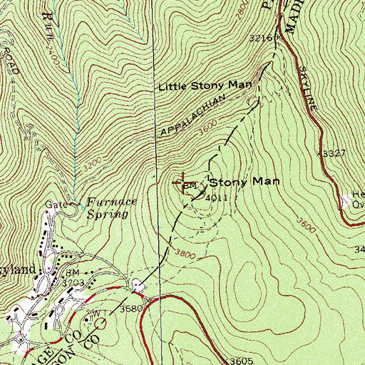 Topographic Map of Stony Man, VA