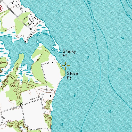 Topographic Map of Stove Point, VA