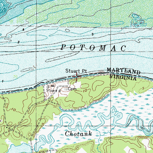 Topographic Map of Stuart Point, VA