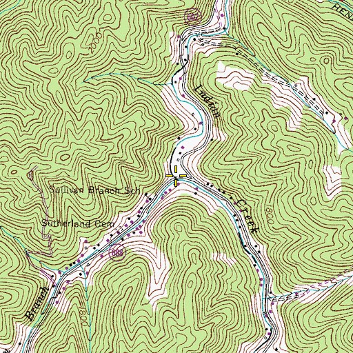 Topographic Map of Sullivan Branch, VA