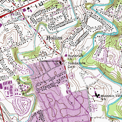 Topographic Map of Summerdean Church, VA