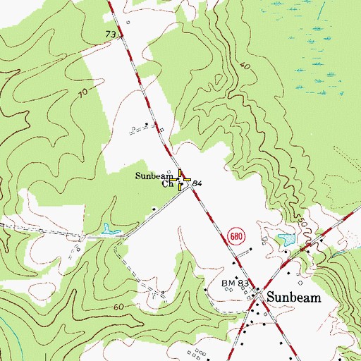 Topographic Map of Sunbeam Church, VA