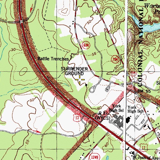 Topographic Map of Surrender Ground, VA