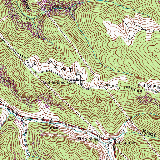 Topographic Map of Sutherland Cemetery, VA