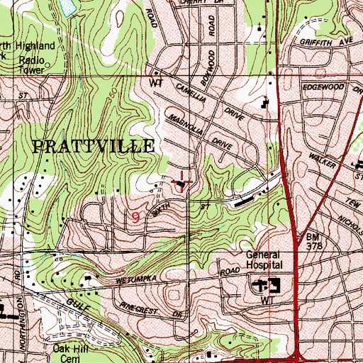 Topographic Map of Camellia Baptist Church, AL