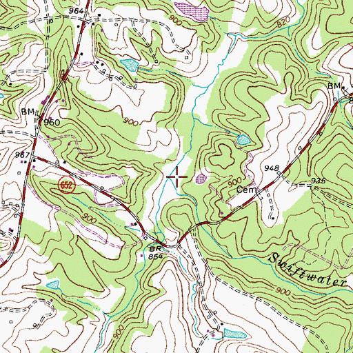 Topographic Map of Swiftwater Branch, VA