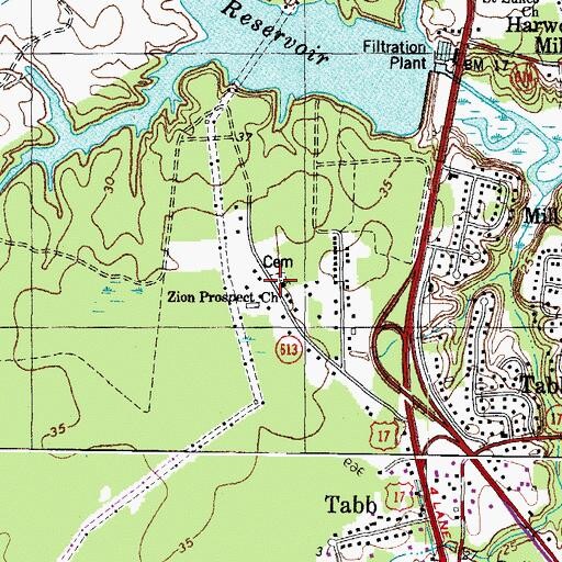 Topographic Map of Zion Prospect Church, VA