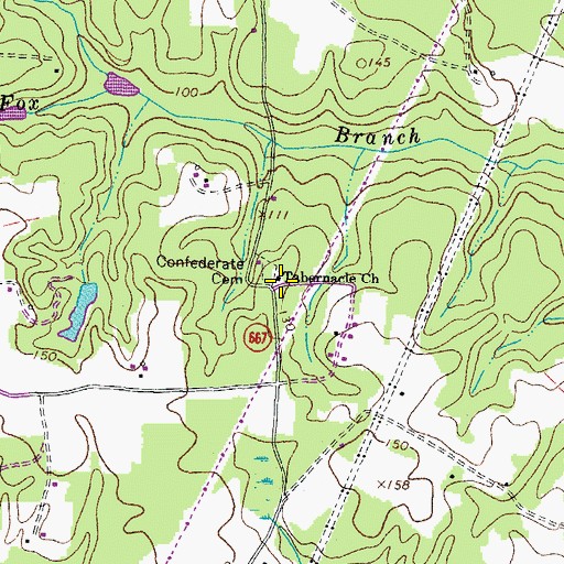 Topographic Map of Tabernacle Church, VA