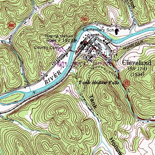 Topographic Map of Tank Hollow Falls, VA
