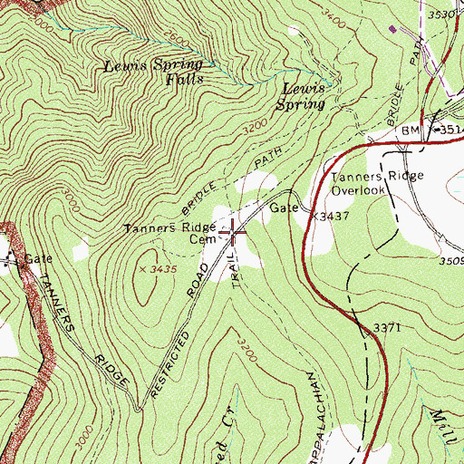 Topographic Map of Tanners Ridge Cemetery, VA