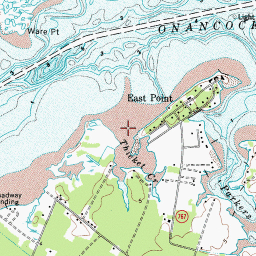 Topographic Map of Thicket Creek, VA