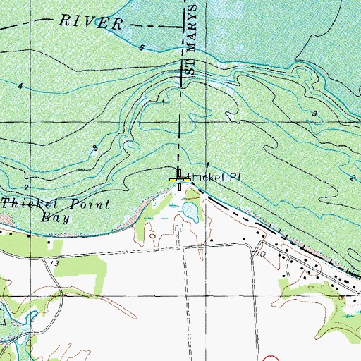 Topographic Map of Thicket Point, VA