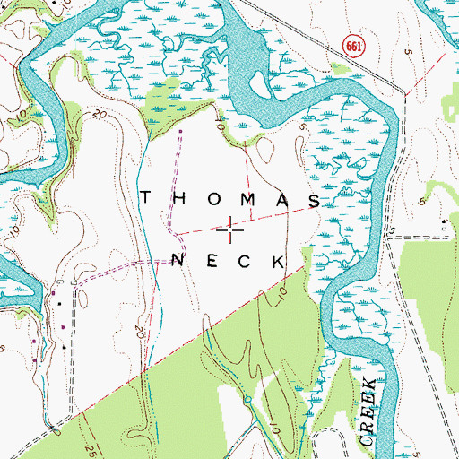Topographic Map of Thomas Neck, VA