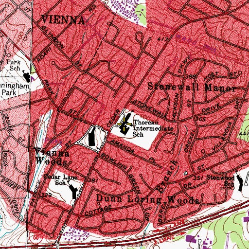 Topographic Map of Henry David Thoreau Middle School, VA