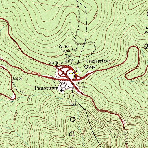 Topographic Map of Thornton Gap, VA