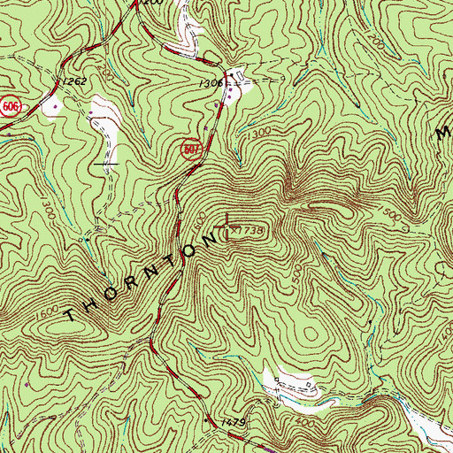 Topographic Map of Thornton Mountain, VA