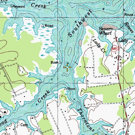 Topographic Map of Thorntons Creek, VA
