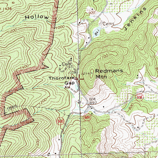 Topographic Map of Thorofare Gap, VA