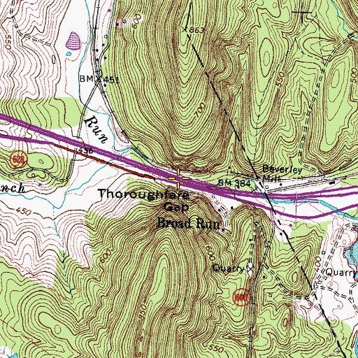 Topographic Map of Thoroughfare Gap, VA