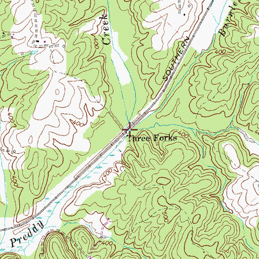 Topographic Map of Three Forks, VA
