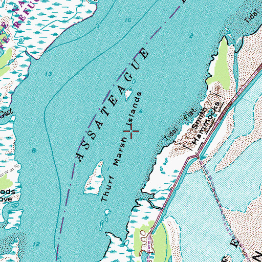 Topographic Map of Thurf Marsh Islands, VA