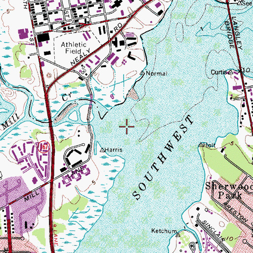 Topographic Map of Tide Mill Creek, VA