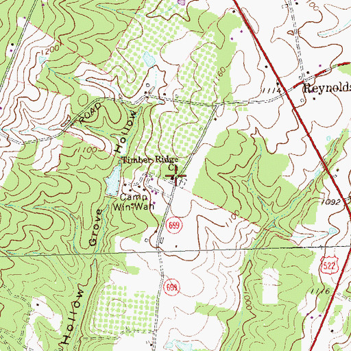 Topographic Map of Timber Ridge Church, VA