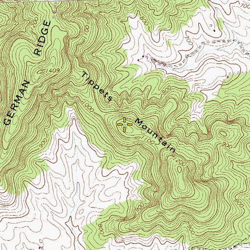 Topographic Map of Tippets Mountain, VA