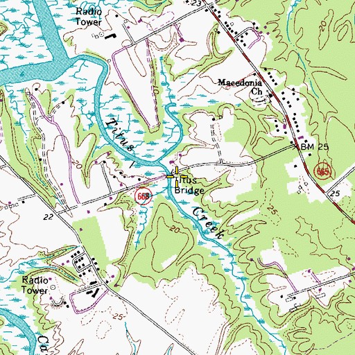 Topographic Map of Titus Bridge, VA