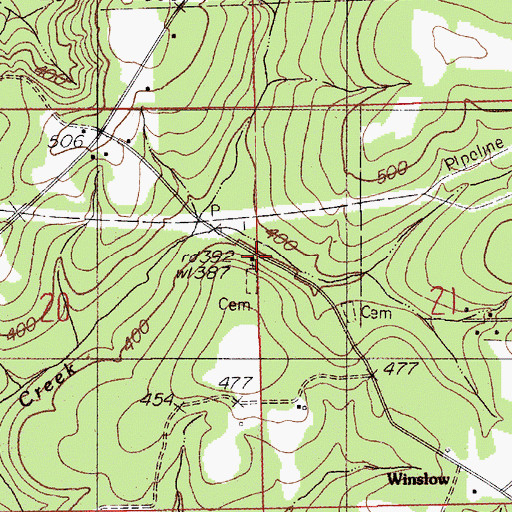 Topographic Map of Harmony Cemetery, AL