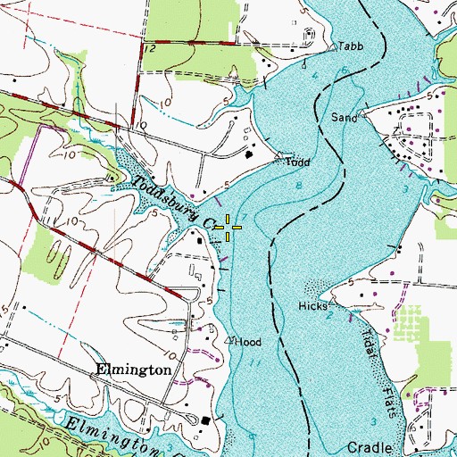 Topographic Map of Toddsbury Creek, VA