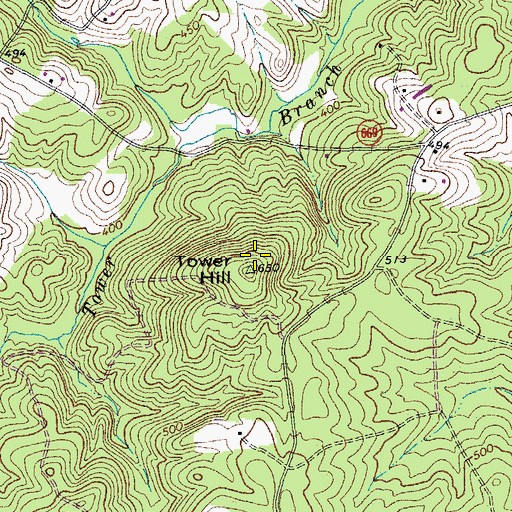 Topographic Map of Tower Hill, VA