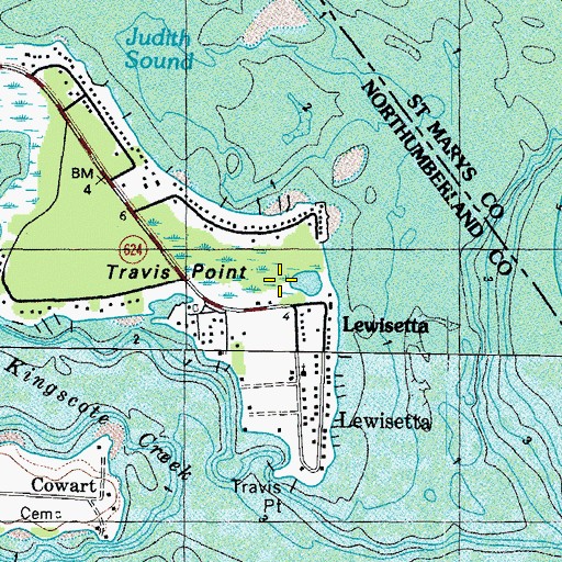 Topographic Map of Travis Point, VA
