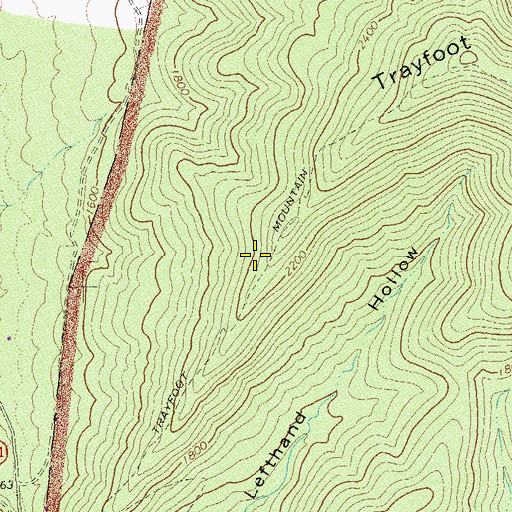 Topographic Map of Trayfoot Mountain Trail, VA